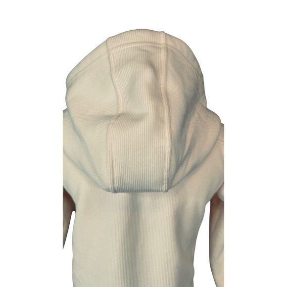 NWOT Zella Cream Hooded Ribbed Zip-Up Jacket Kids 8/10 Medium Polyester Blend - Picture 10 of 15